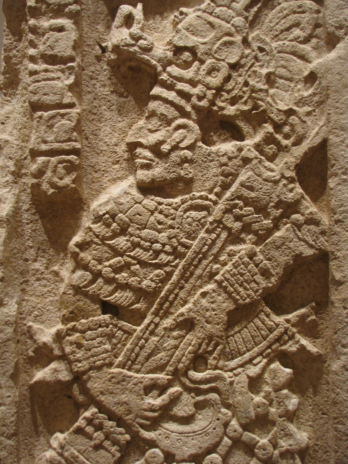 Stela, limestone, 702 CE, Late Classic Maya; vicinity of Calakmul, Campeche or Quintana Roo, Mexico