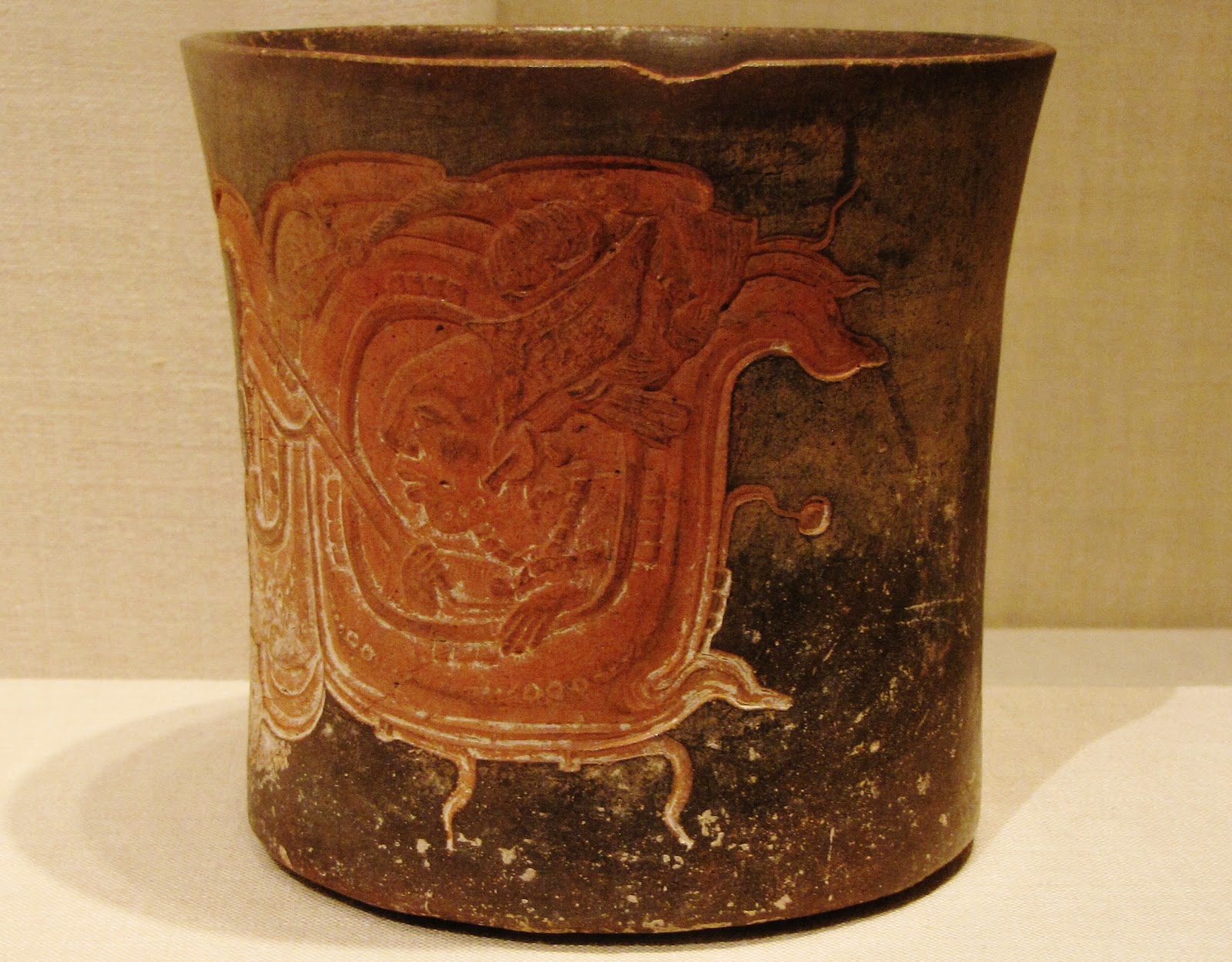 Carved Vessel Depicting a Lord Wearing a Water-Lily Headdress, ceramic and pigment, 600/800 CE, Late Classic Maya, Chocholá; Yucatán or Campeche, Mexico