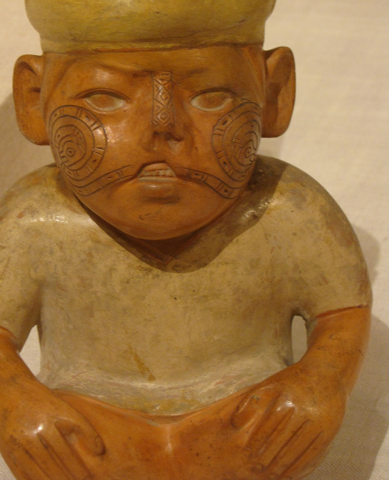 Portrait Vessel of a Man with a Cleft Lip and Tattoos, ceramic and pigment, 100 BCE/500 CE, Moche; North coast, Peru