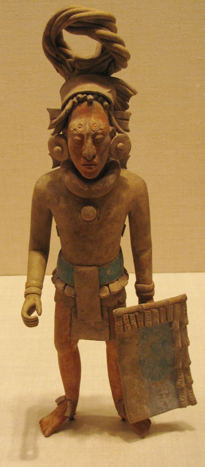 Figure of a Standing Warrior, ceramic with pigment, 650/800 CE, Late Classic Maya, Jaina; Campeche or Yucatán, Mexico