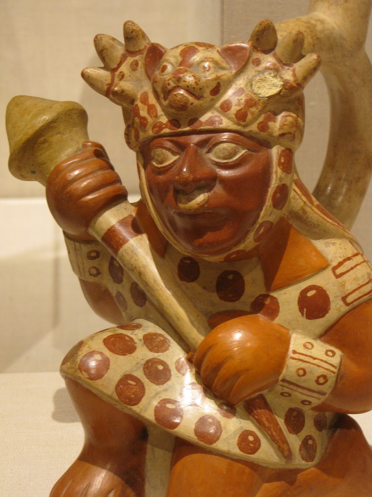 Vessel in the Form of a Warrior, ceramic and pigment, 100 BCE/500 CE, Moche; Chimbote, Santa Valley, north coast, Peru