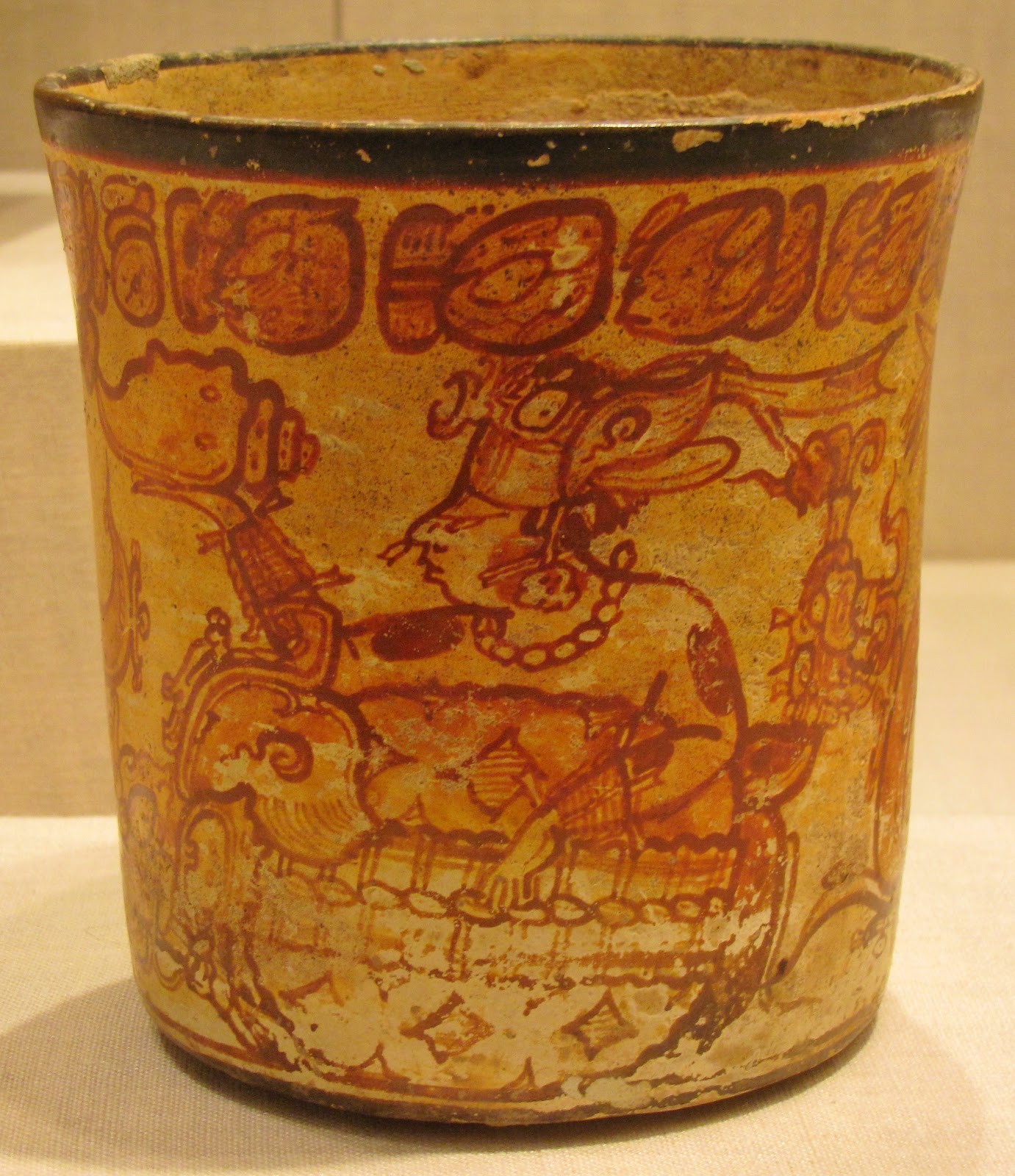 Vessel Depicting a Mythological Scene, ceramic and pigment, 600/800 CE, Late Classic Maya; Petén region, Guatemala