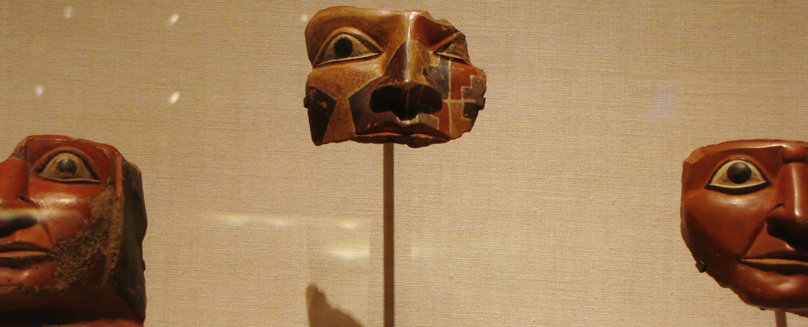 Head Fragments from Large Ceremonial Jars, ceramic and pigment, 700/800 CE, Tiwanaku-Wari; Pacheco, south coast, Peru